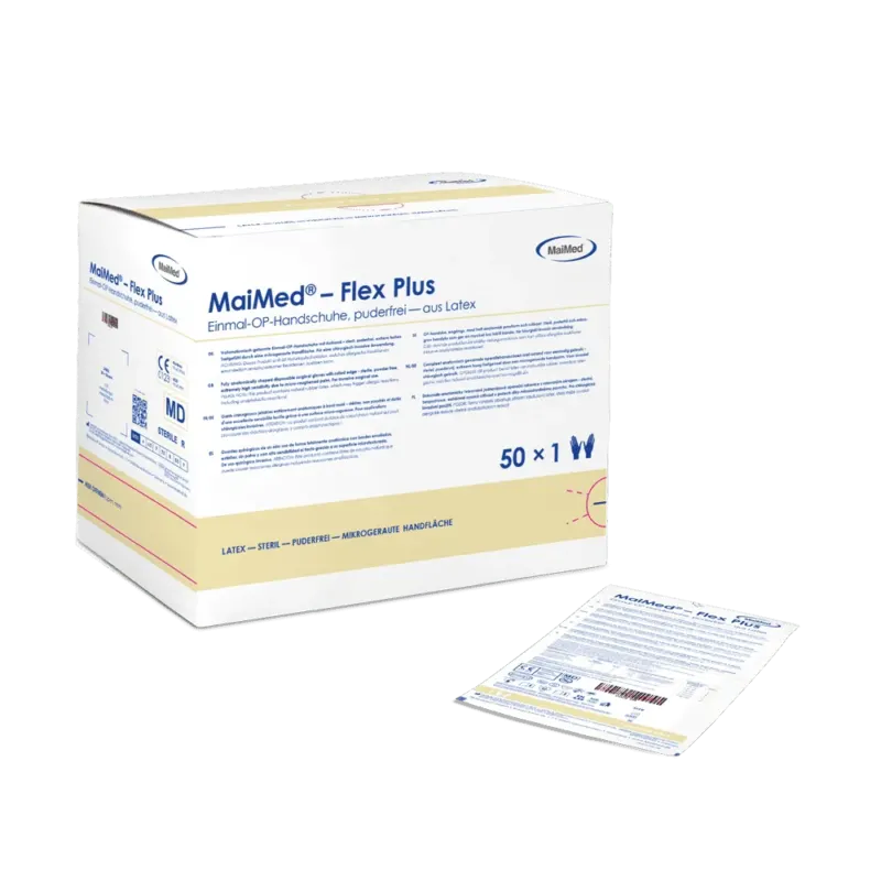 MaiMed-Flex Plus PF-steril puderfrei Latex-OP-Handschuhe, 50 Paar/Box