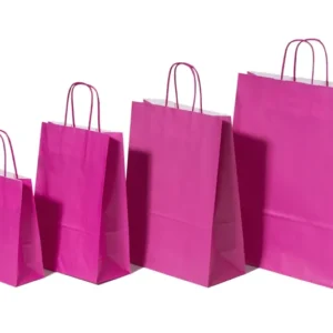 Paper Carrier Bags Pink 18+8x22cm Kraft 90 grams