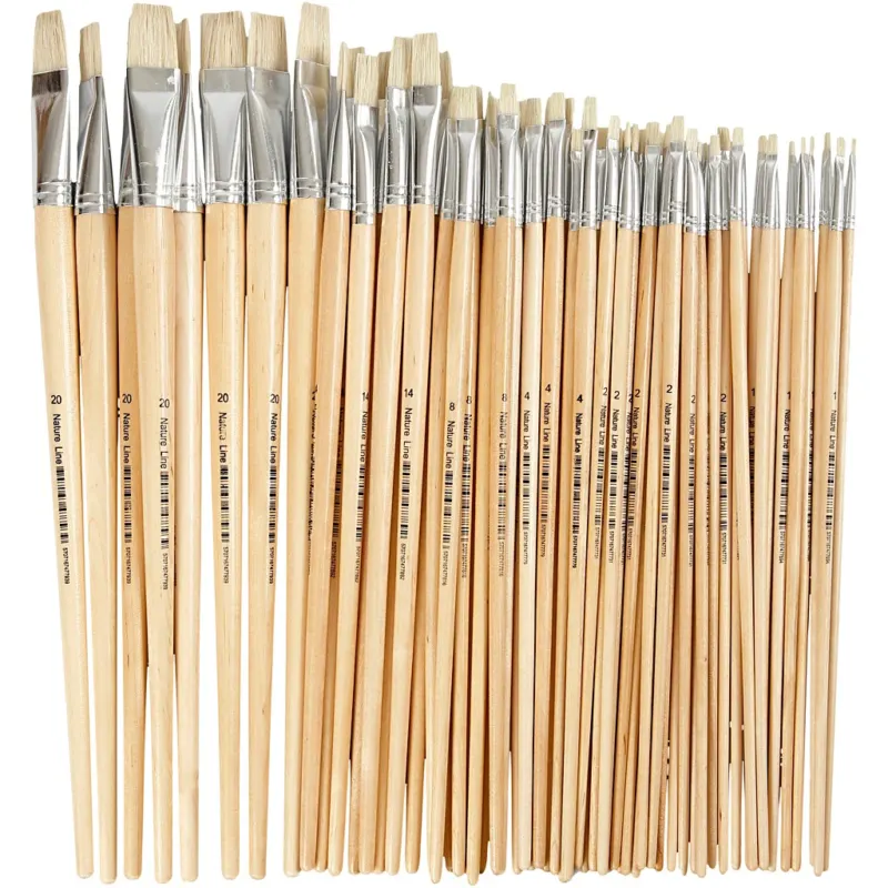 Nature Line Brushes, no. 1+2+4+8+14+20, L: 27,5-33 cm, W: 5-19 mm, flat, 64 pc