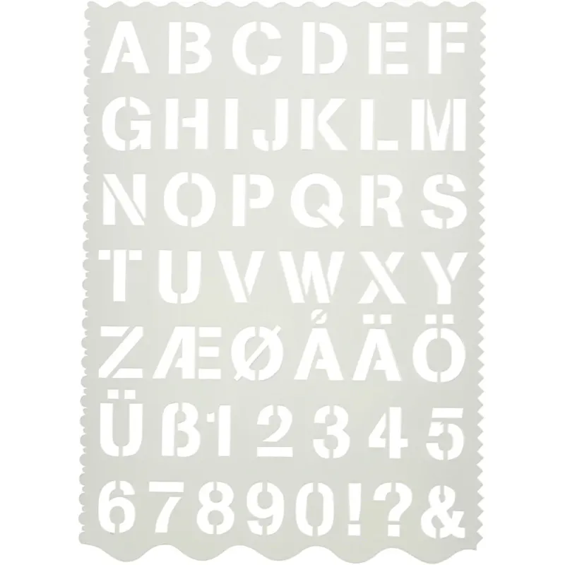 Shape Template, letters and numbers, H: 25 mm, sheet 21x29 cm