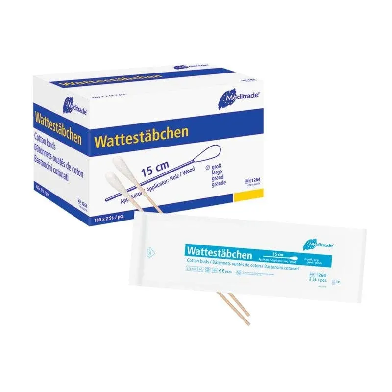Wattestäbchen, steril verpackt, Länge: 15 cm