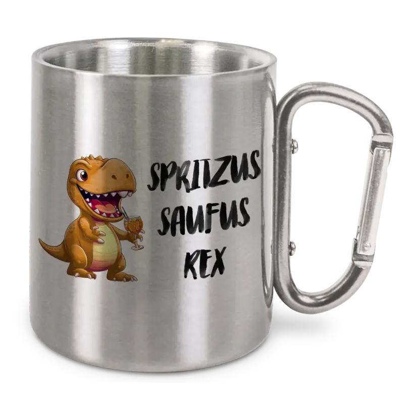 Spritzus Saufus Rex - Edelstahl-Trinkbecher mit Karabinerhaken