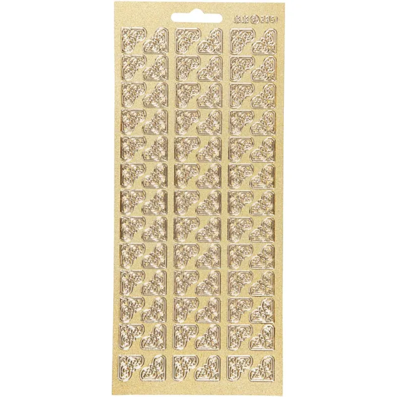 Stickers, corners, sheet 10x23 cm, gold, 1 sheet