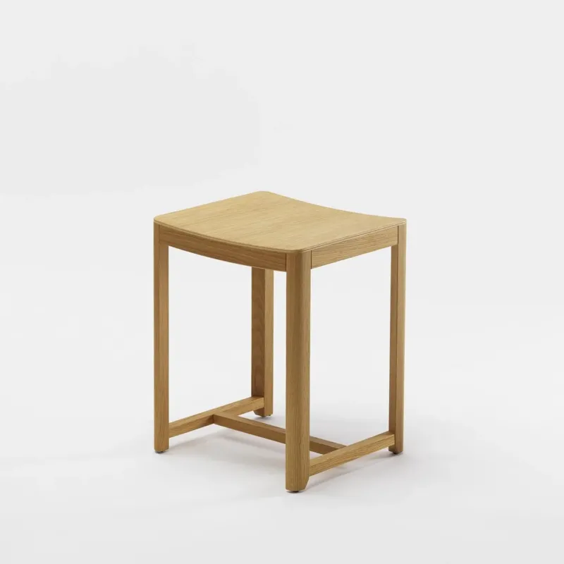 SELERI Low Stool Natural Plywood Seat front view