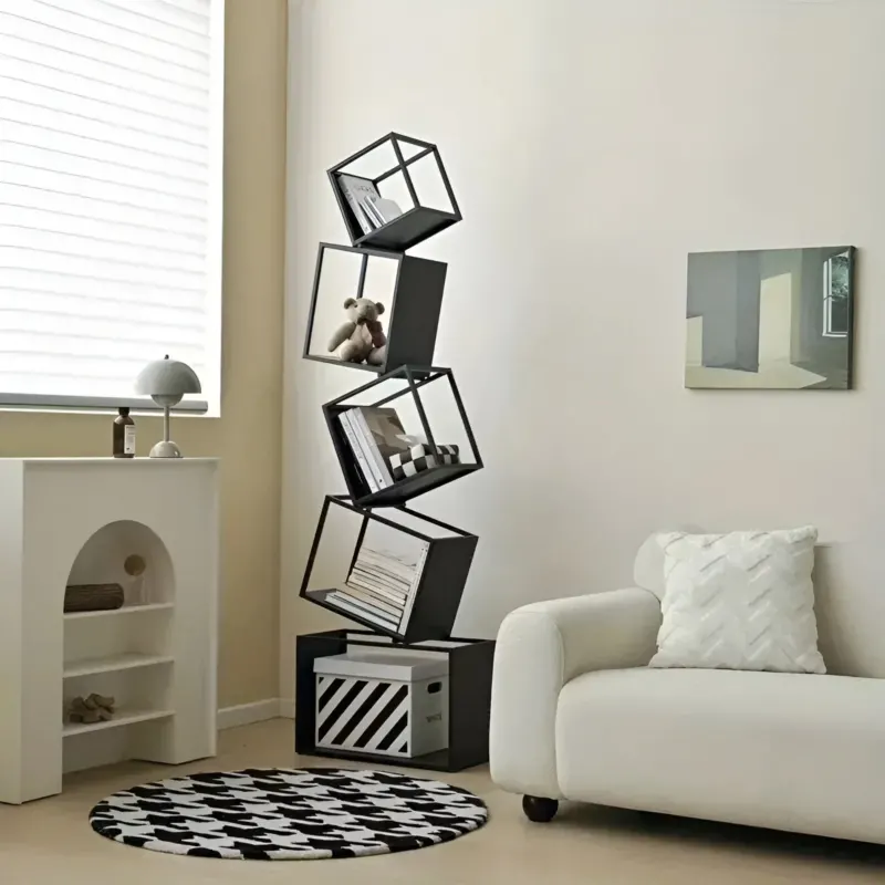 Irregular Art Iron Corner Display Bookshelf - Image 0