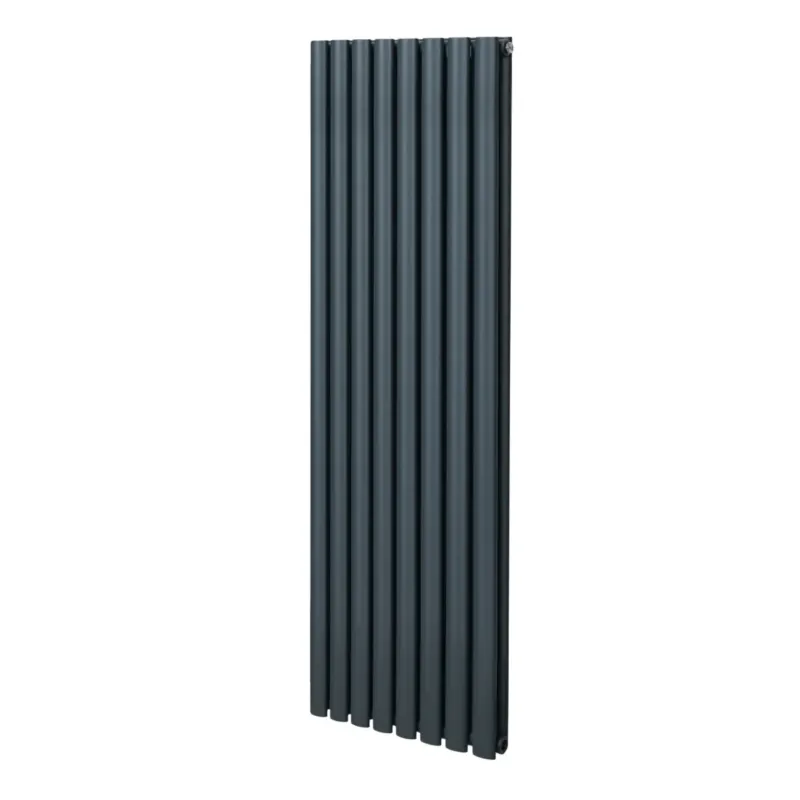 Ovaler Röhrenheizkörper in Anthrazitgrau, 1600mm x 480mm, mit glatten, runden Rohren und modernem Design, ideal für stilvolle Heizlösungen