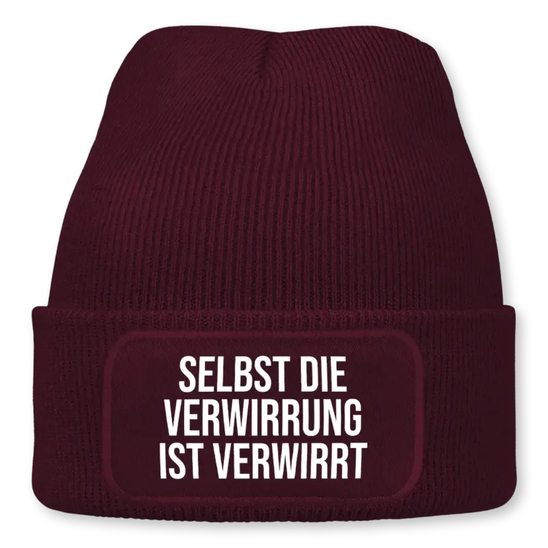 Selbst die Verwirrung ist verwirrt - Beanie #farbe_dunkelrot