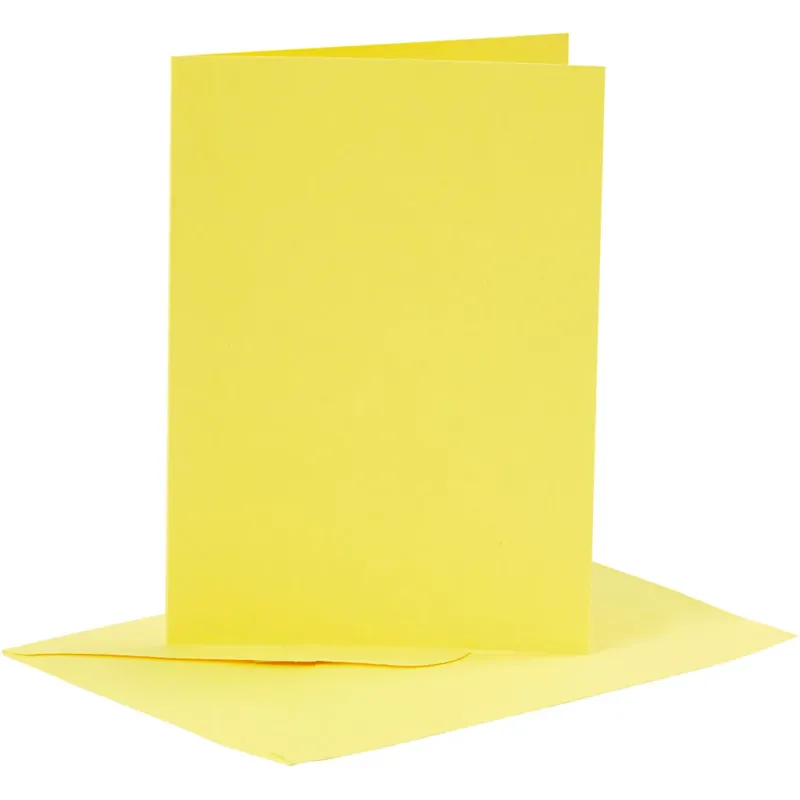 Cards and envelopes, card size 10,5x15 cm, envelope size 11,5x16,5 cm, 110+220 g, yellow, 6 set