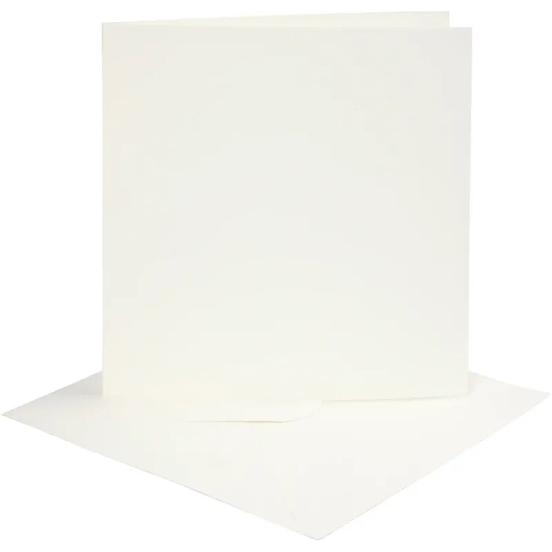 Cards and envelopes, card size 15,2x15,2 cm, envelope size 16x16 cm, 220 g, off-white, 4 set