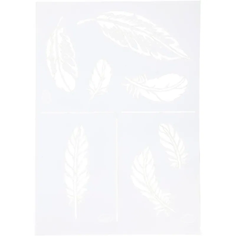 Stencil , feathers, A4, sheet 210x297 mm
