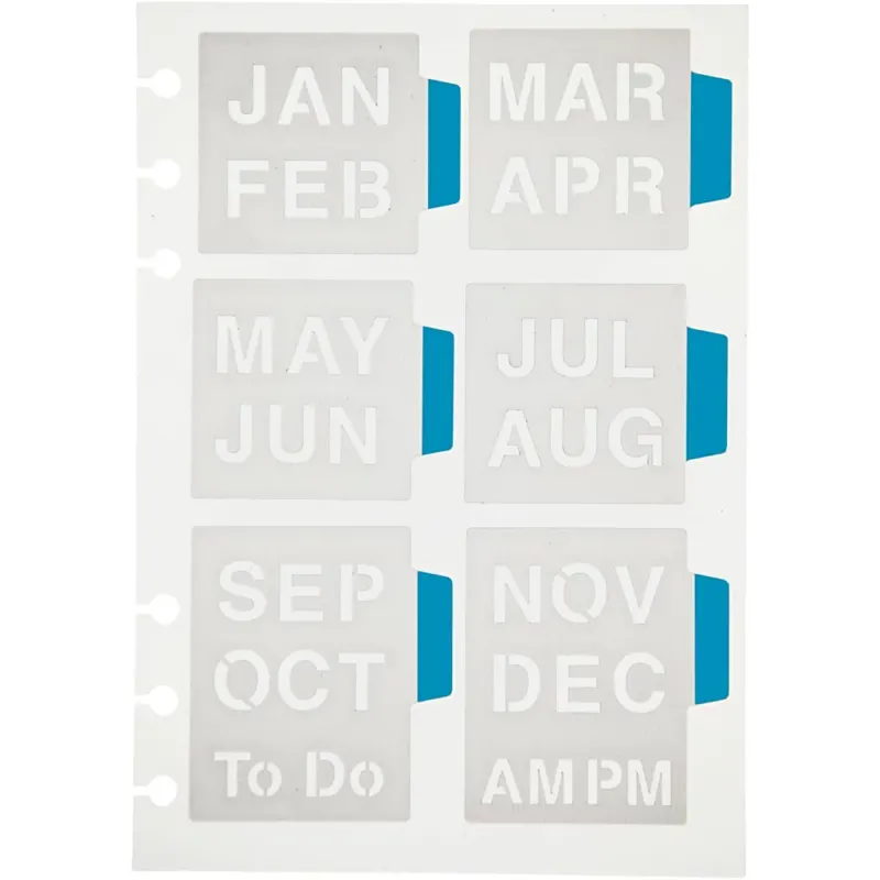 Stencil, months, sheet 12,5x17,5 cm, 1 sheet