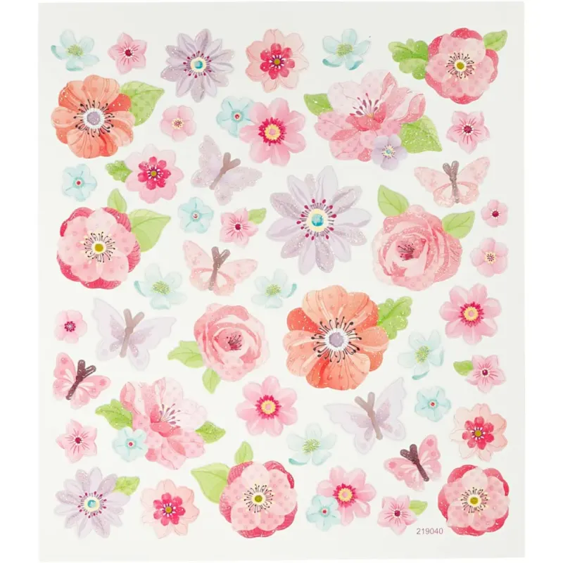 Stickers, spring flowers, sheet 15x16,5 cm, 1 sheet