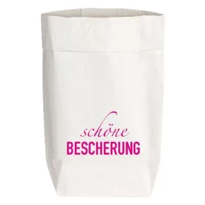 Papiertüte, klein - Schöne Bescherung , neon Pink