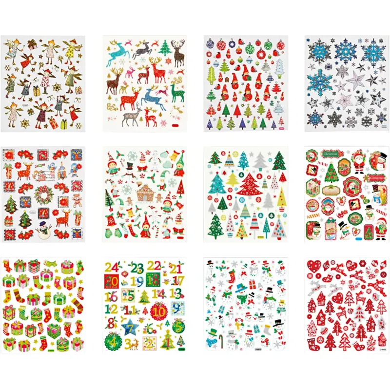 Book of stickers, christmas, sheet 15x16,5 cm, ca. 584 pc, 12 sheet
