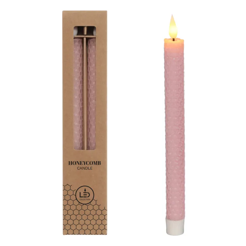 LED honeycomb candle Ø2.2 h.25cm Pink (set 2 pcs)