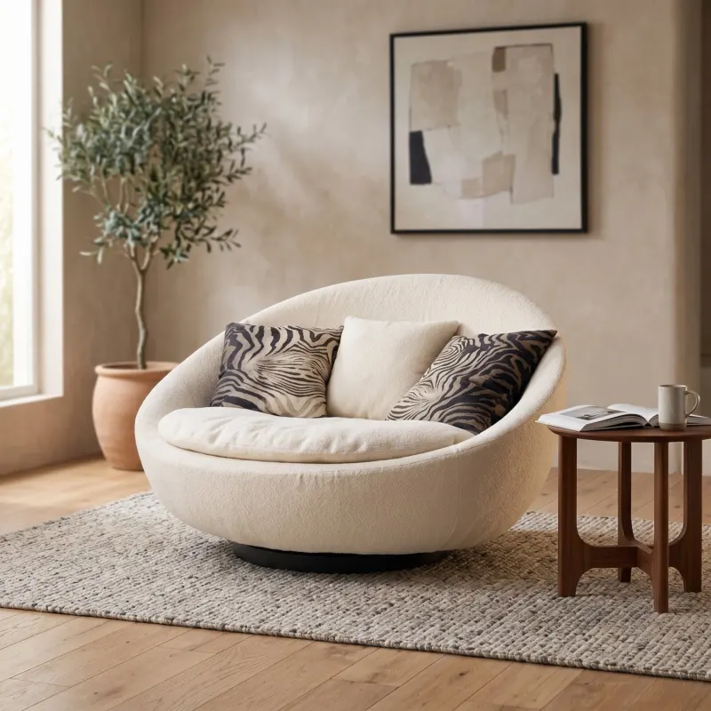 Ovetto Round Egg-Shaped Swivel Lounge Sofa Chair - Image 0