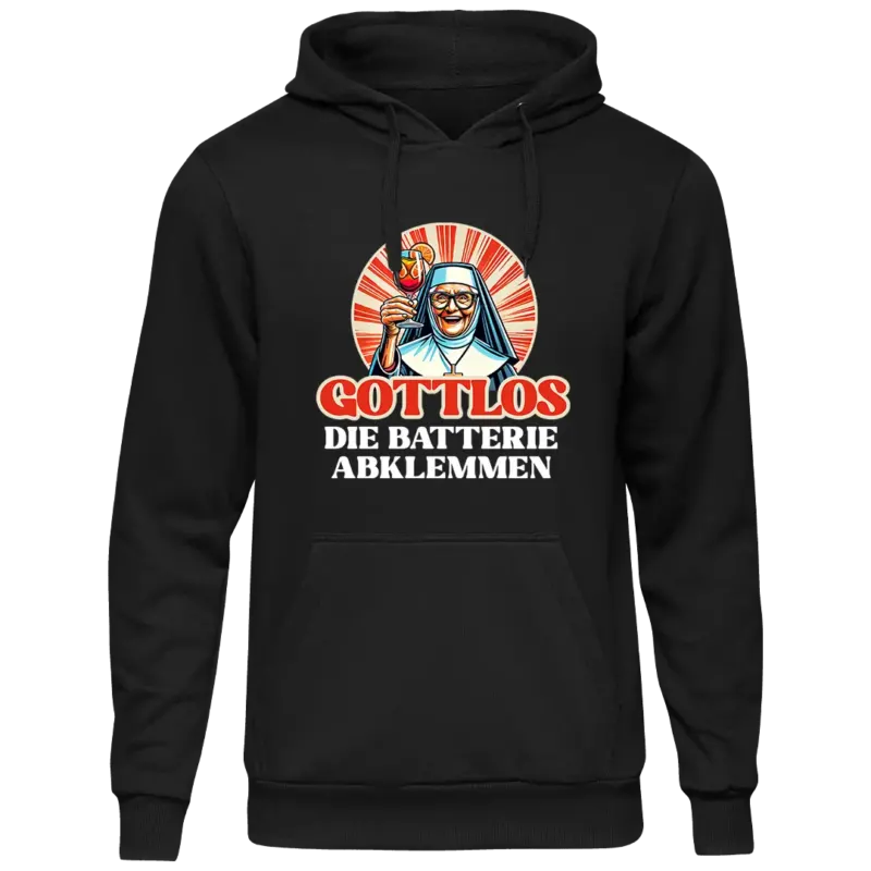 Gottlos die Batterie abklemmen (Nonne) - Unisex Kapuzenpullover Hoodie