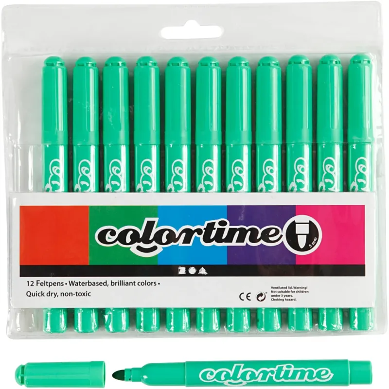 Colortime Markers, line 5 mm, light green, 12 pc