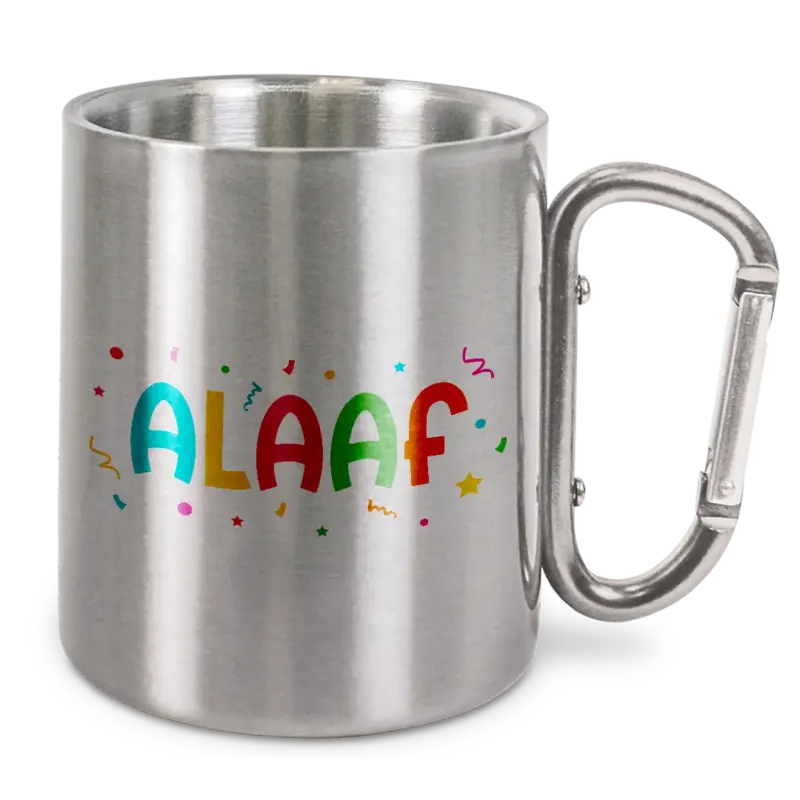 Alaaf - Edelstahl-Trinkbecher mit Karabinerhaken