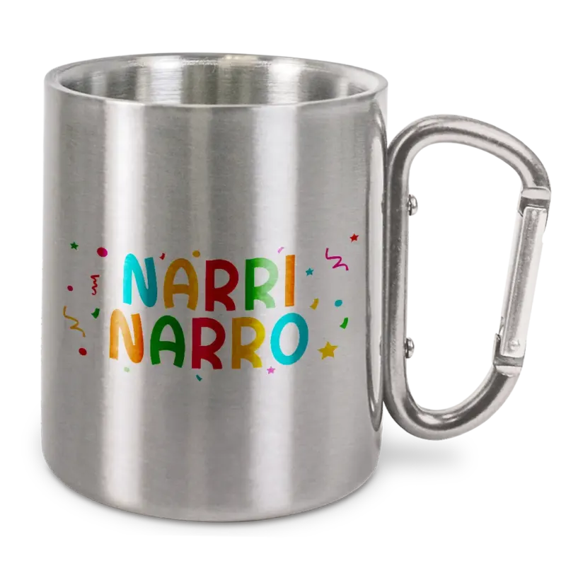 Narri Narro - Edelstahl-Trinkbecher mit Karabinerhaken