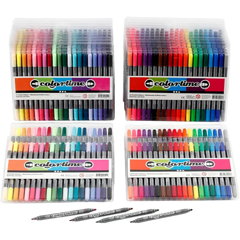 Colortime Double Marker, line 2,3+3,6 mm, standard colours, additional colours, 24 pack