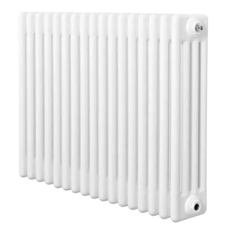 Röhrenheizkörper mit 4 Säulen in Weiß, 600mm x 425mm, glänzende Oberfläche, rechteckige Form, ideal für moderne Heizlösungen