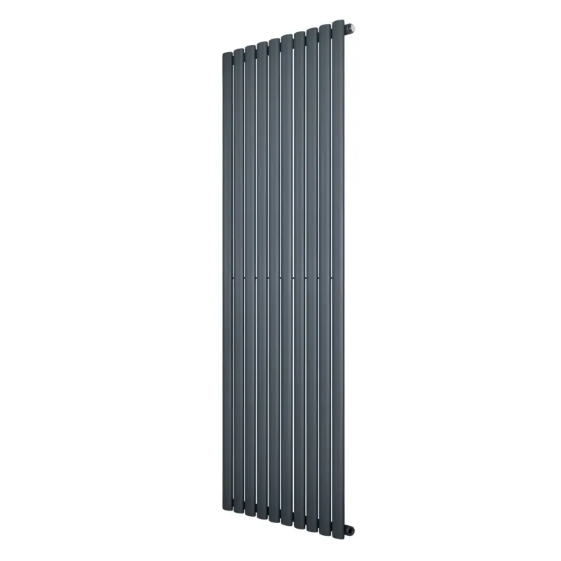 Eleganter Gliederheizkörper in Anthrazitgrau, 1800mm x 600mm, mit schlanken, vertikalen Lamellen und modernem Design für effiziente Wärmeverteilung