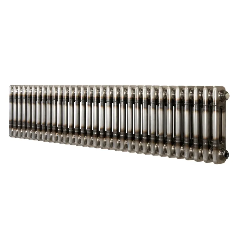 Klassischer 2-Säulen-Heizkörper aus Rohmetall, 300 x 1460 mm, mit glänzender Oberfläche und eleganter, länglicher Form