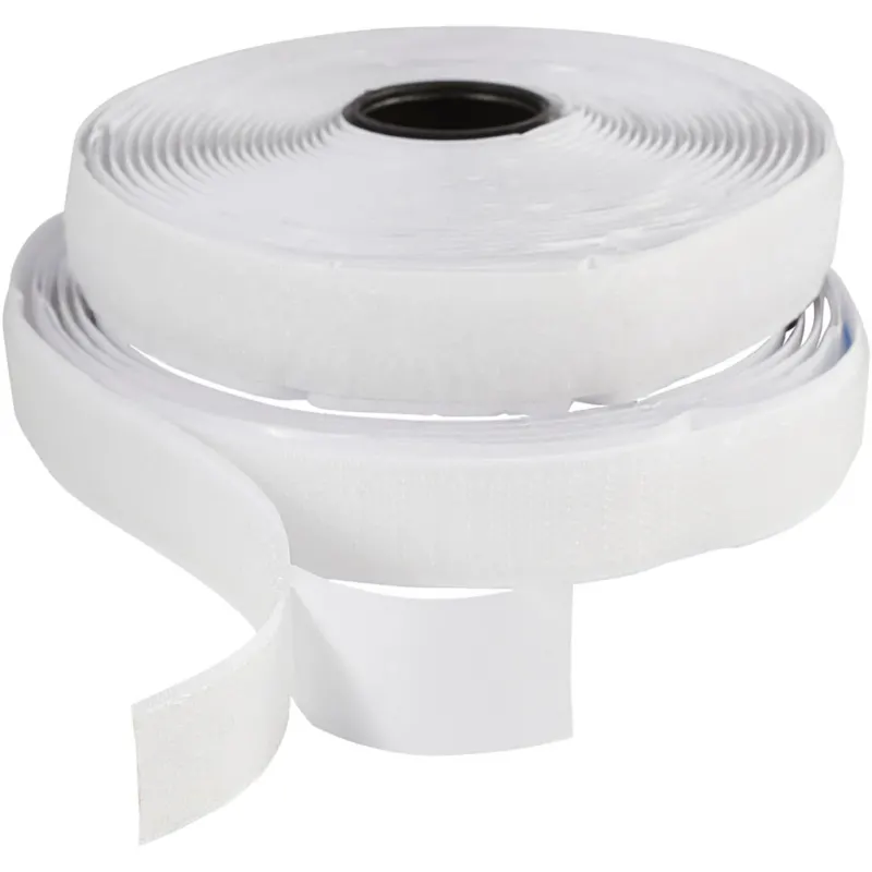 Hook & Loop, self-adhesive, W: 20 mm, white, 5 m/ 1 roll