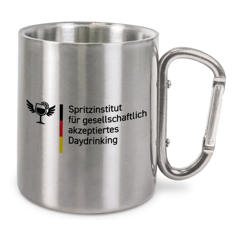 Spritzinstitut - Edelstahl-Trinkbecher mit Karabinerhaken