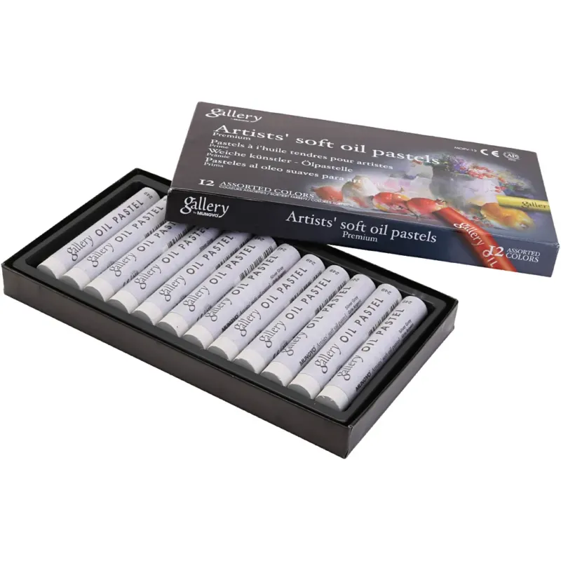 Gallery Oil Pastel, L: 7 cm, dia. 11 mm, thickness 11 mm, grey metal, 12 pc