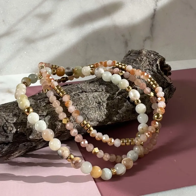 Armband Natur / Gold - Set mit 3 Armbändern