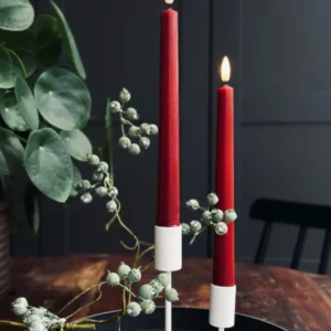 Stabkerzen / Set mit 2 Stück und Fernbedienung – Rot 24 cm