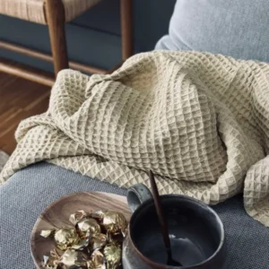 Plaid Stone-washed Waffelgewebte Baumwolle - Gelb
