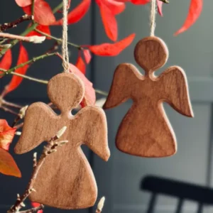 Engel-Anhänger aus Holz - Dunkel