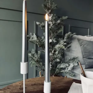 Silberne LED-Stabkerzen 2 St. - Fernbedienung inklusive