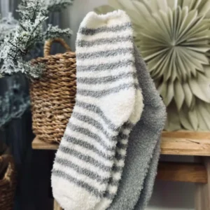 Socken Fluffy grey stripes - Set mit 2 Paar