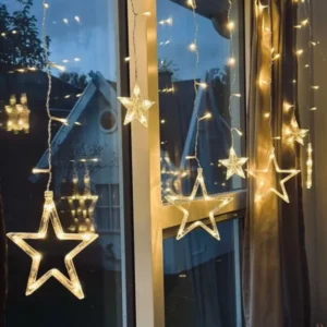 Lichterkette mit 12 Sternen - Zugelassen für innen / außen