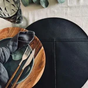 Lederplatzset - Schwarz Ø 38 cm