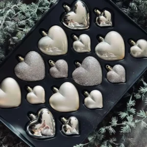 Weihnachtskugel-Set mit Herzen - 16 Stk