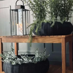 Korbset Rattan - Schwarz 2 Stk.