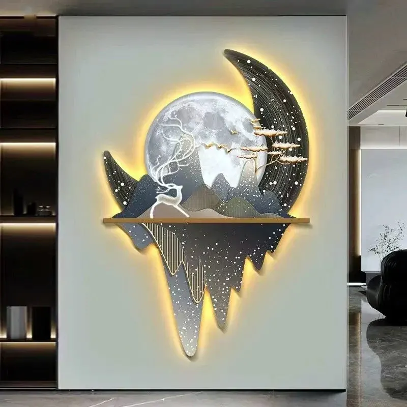 Mystical Forest Moon Glow Landscape LED Wall Canvas Art - Image 0