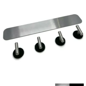 4er Garderobenleiste aus Edelstahl-Magnettafel und 4 Stück Magnethaken