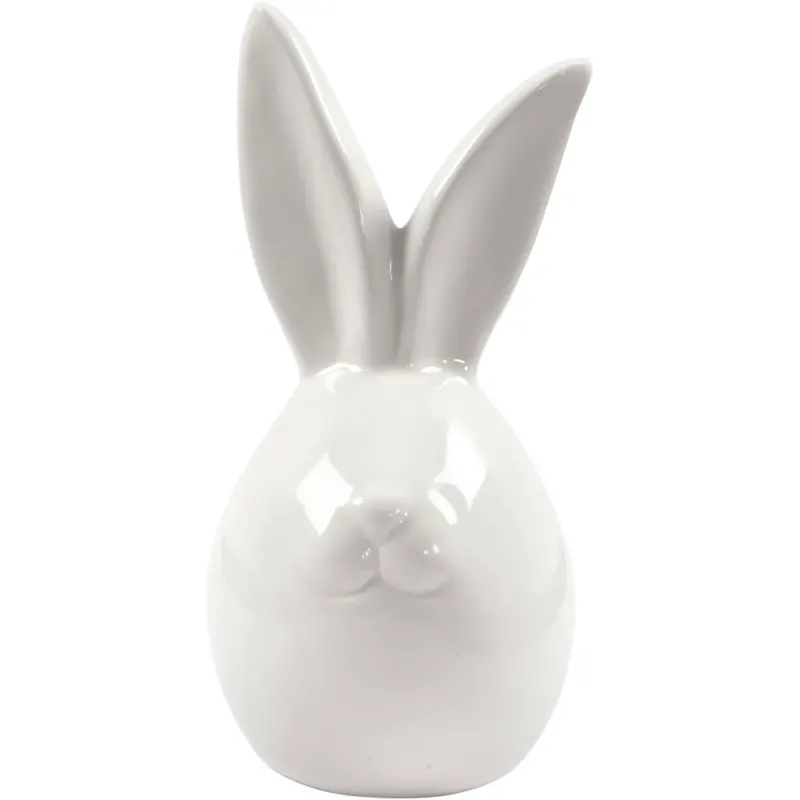 Rabbit, H: 11,4 cm, dia. 5,5 cm, white, 12 pc/ 1 box