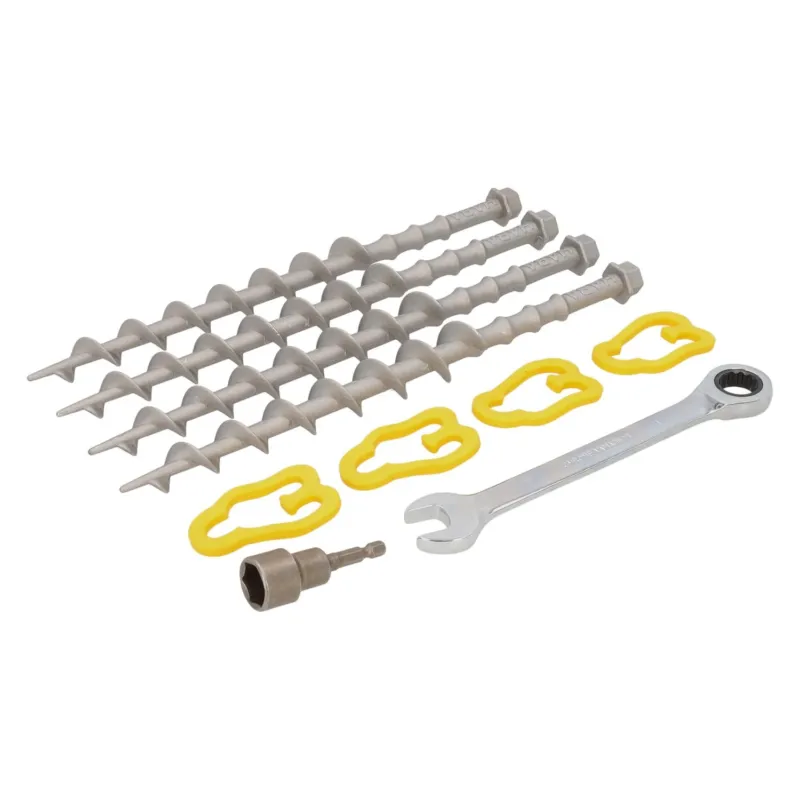 Alu-Camp komplettes Set Schraubheringe 31cm (4 Stück) - inklusive Adapter und Mutternschlüssel