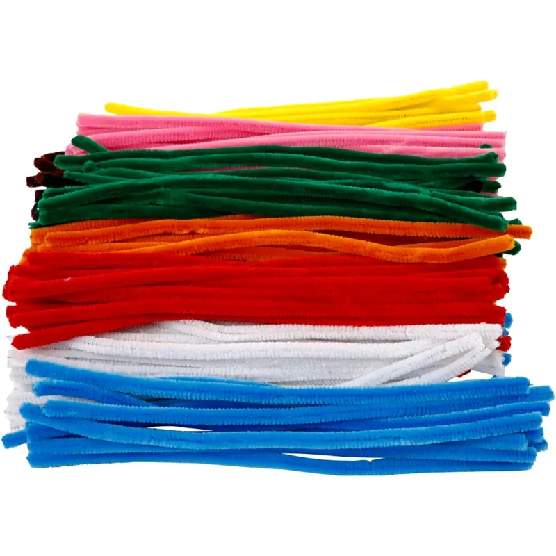 Chenille, L: 30 cm, thickness 9 mm, assorted colours, 200 asstd.
