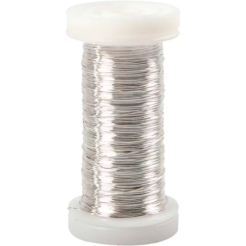 Silver-plated Wire, thickness 0,3 mm, silver-plated, 50 g, 100 m/ 1 roll