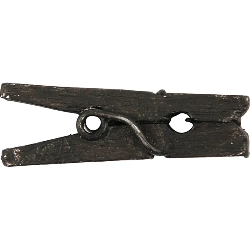 Mini Clothes Peg, L: 25 mm, W: 3 mm, black, 36 pc