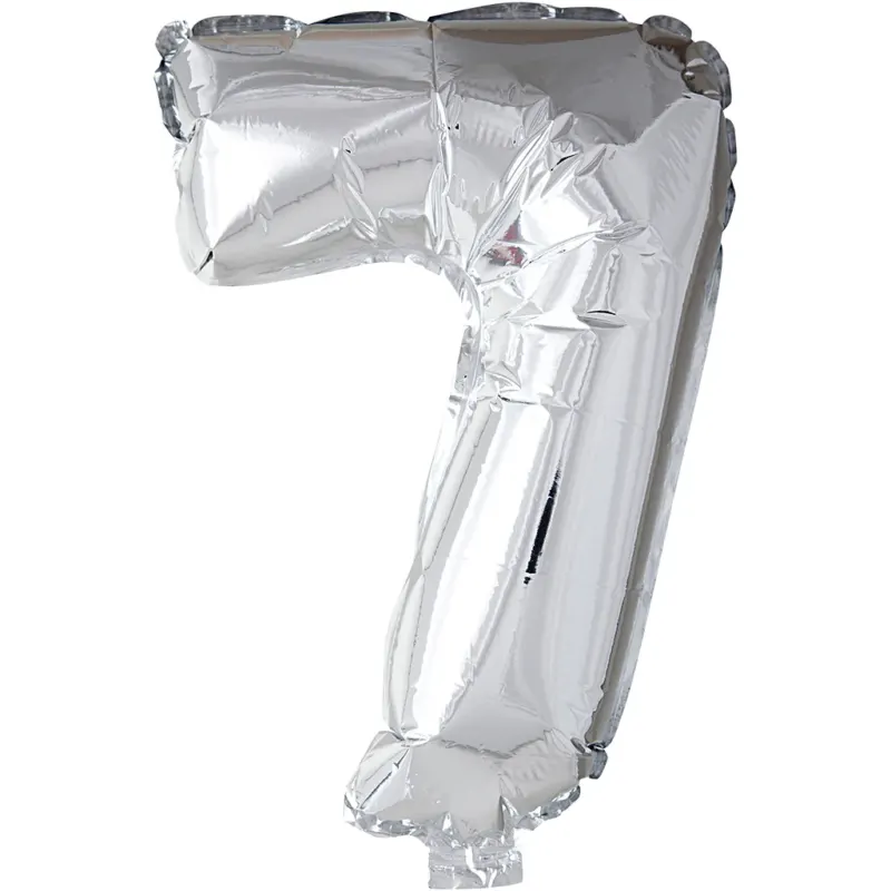 Foil Balloon, 7, H: 41 cm, silver