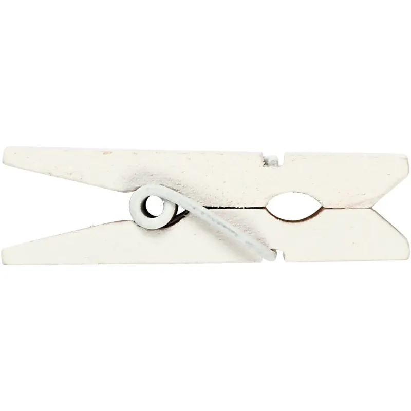 Mini Clothes Peg, size 35x7 mm, thickness 9 mm, white, 20pc